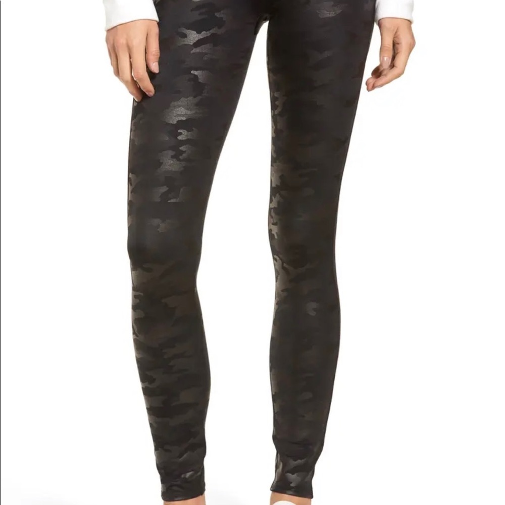 Spanx Faux Leather Camo Leggings